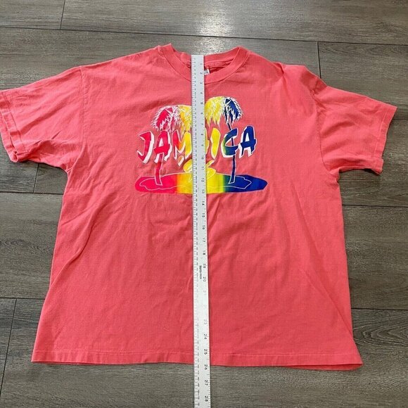 Vintage Jamaica T Shirt Size XL 90s Hanes Beefy Single Stitch Pink 1996 - Picture 6 of 6